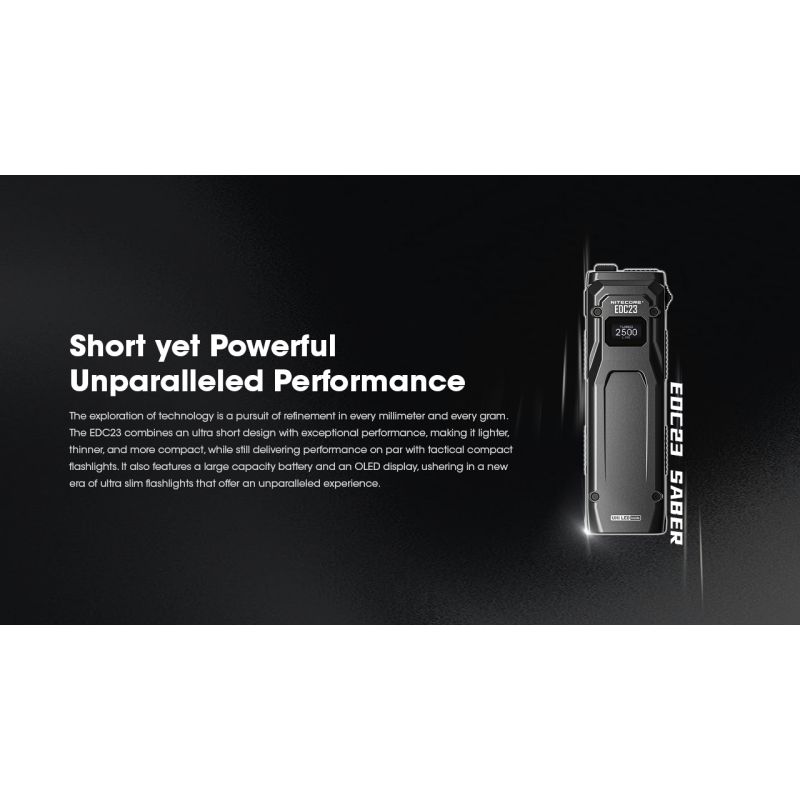 NITECORE EDC23 kompakt lommelykt 2500 lumen UHi LED USB-C oppladbar for hverdagsbruk og utendørs eventyr