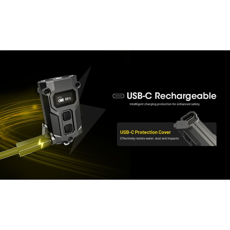 NITECORE TINI3 600 Lumen Nøkkelringlys Mini EDC Lommelykt for Hverdagsbruk Oppladbar og Kompakt Design