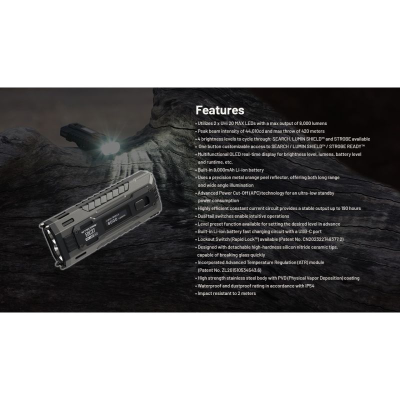 NITECORE EDC37 8000LM USB-C Lommelykt | Kompakt, Kraftig EDC til Utendørs Eventyr