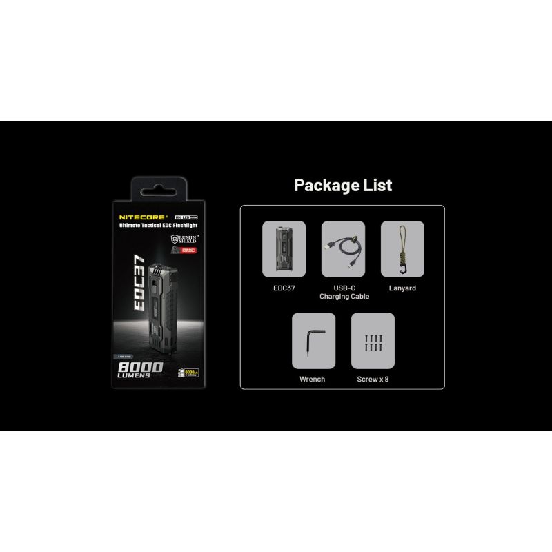 NITECORE EDC37 8000LM USB-C Lommelykt | Kompakt, Kraftig EDC til Utendørs Eventyr