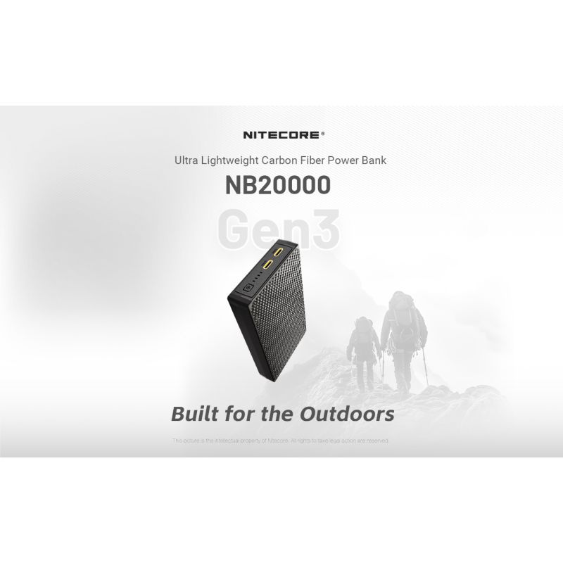 Oppdag Nitecore NB20000 gen3 lettvekt 20000mAh powerbank med dual USB-C QC-støtte perfekt bærbar lader