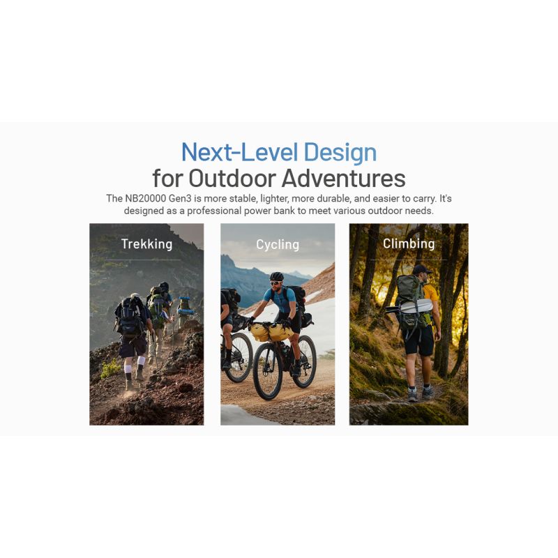 Oppdag Nitecore NB20000 gen3 lettvekt 20000mAh powerbank med dual USB-C QC-støtte perfekt bærbar lader