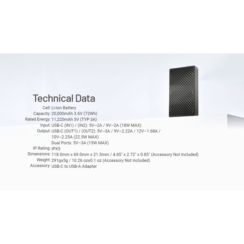 Oppdag Nitecore NB20000 gen3 lettvekt 20000mAh powerbank med dual USB-C QC-støtte perfekt bærbar lader