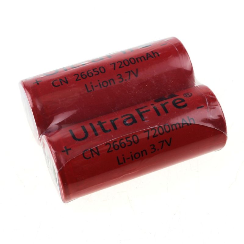 UltraFire CN 26650 3.7V 7200mAh høy kapasitet Li-ion oppladbart batteri for lommelykter elektroniske enheter
