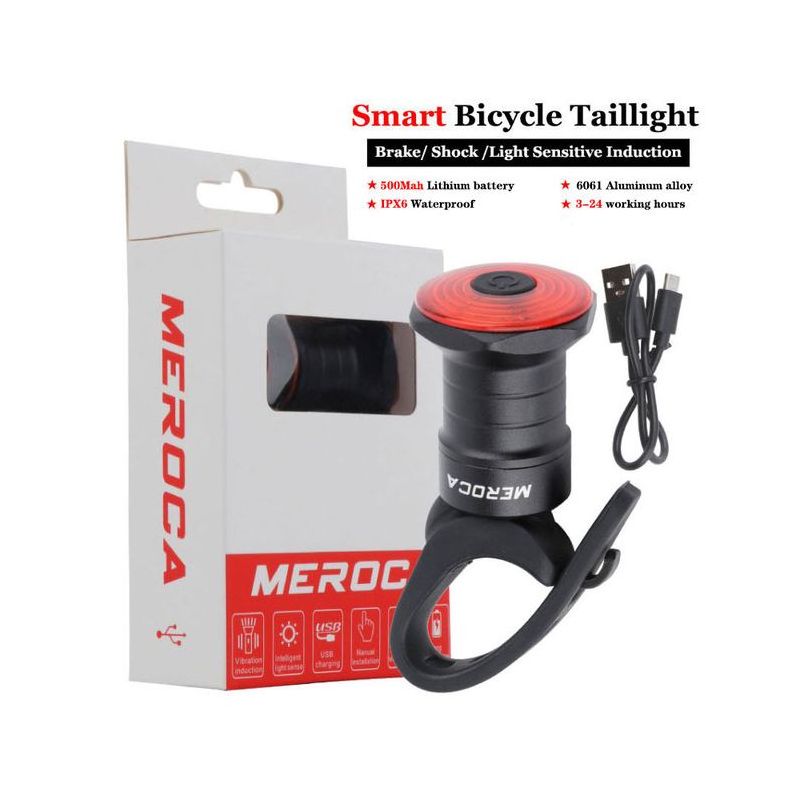 Super en Smart sykkellys med auto start stopp IPX6 vanntett LED baklys for sykkelsikkerhet og USB-lading