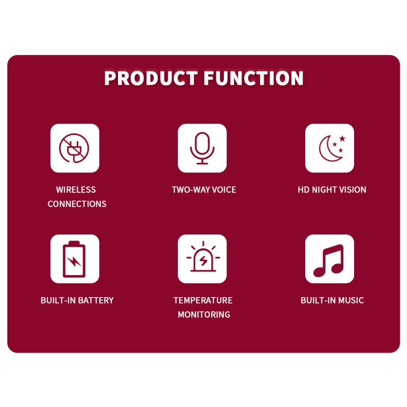 VB601 trådløs video baby monitor med toveis samtale nattsyn IR LED og temperaturovervåking for baby komfort