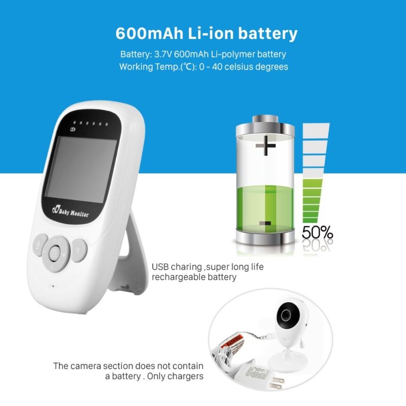 SP880 trådløs video Baby Monitor 2,4 tommers LCD toveis lyd infrarødt nattsyn for babyovervåking 2,4 GHz