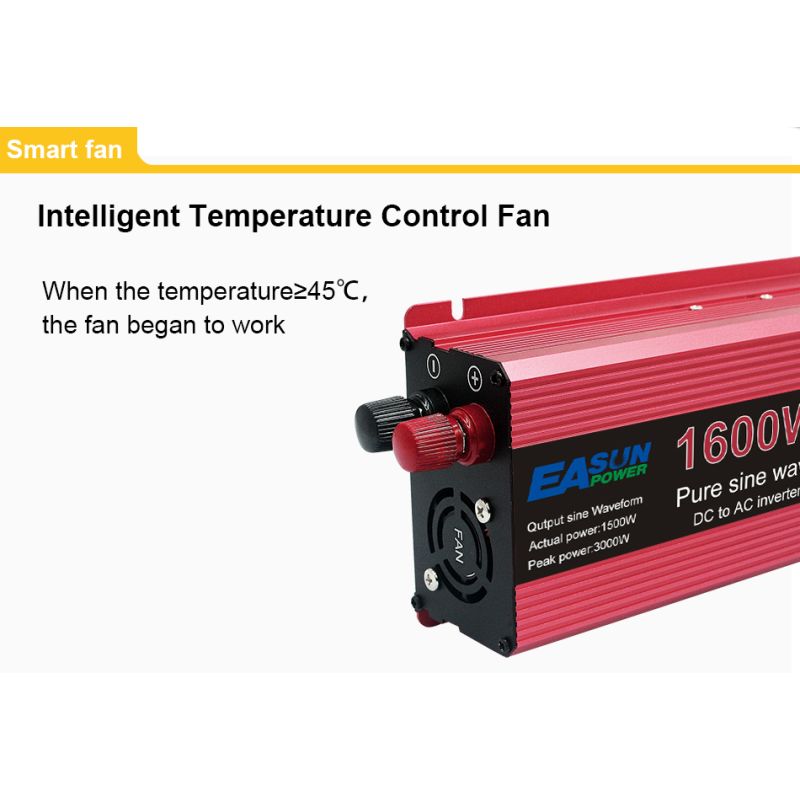 Pure Sine Wave Inverter 3000W med Aluminium Magnesium Skall Høy Effektivitet for Husholdningsapparater Camping