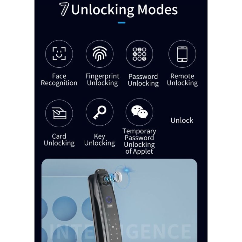 Smart dørlås med 3D ansiktsgjenkjenning sikkerhetskamera og biometrisk passord for moderne bekvemmelighet