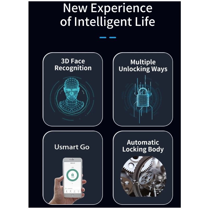 Smart dørlås med 3D ansiktsgjenkjenning sikkerhetskamera og biometrisk passord for moderne bekvemmelighet