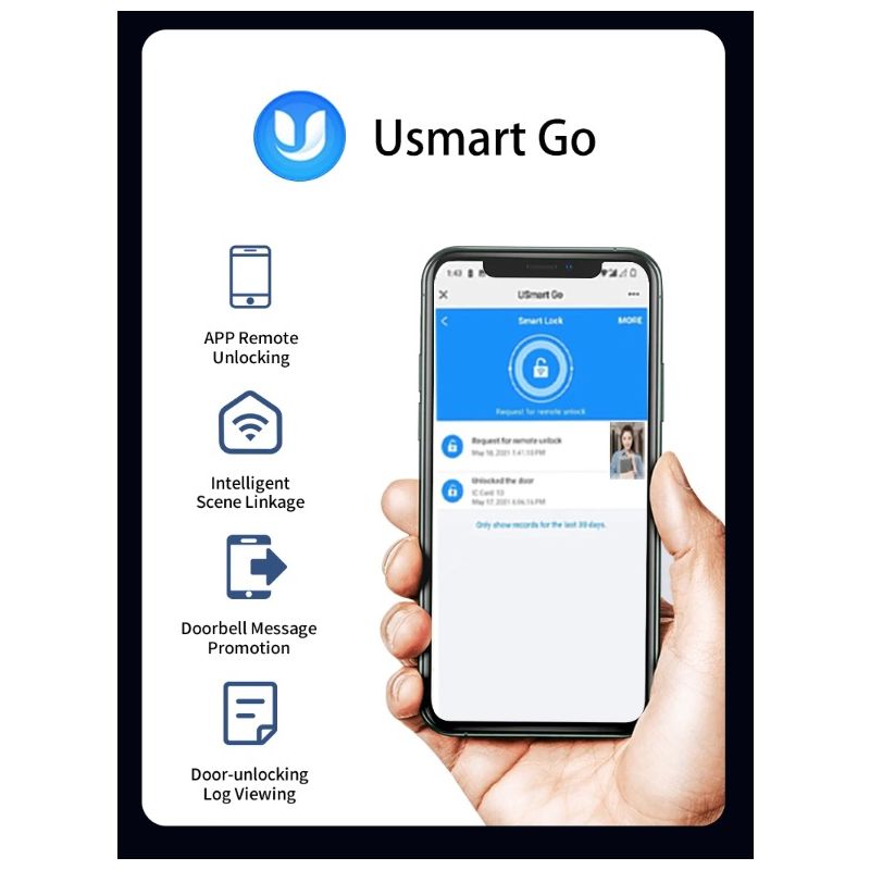 Smart dørlås med 3D ansiktsgjenkjenning sikkerhetskamera og biometrisk passord for moderne bekvemmelighet