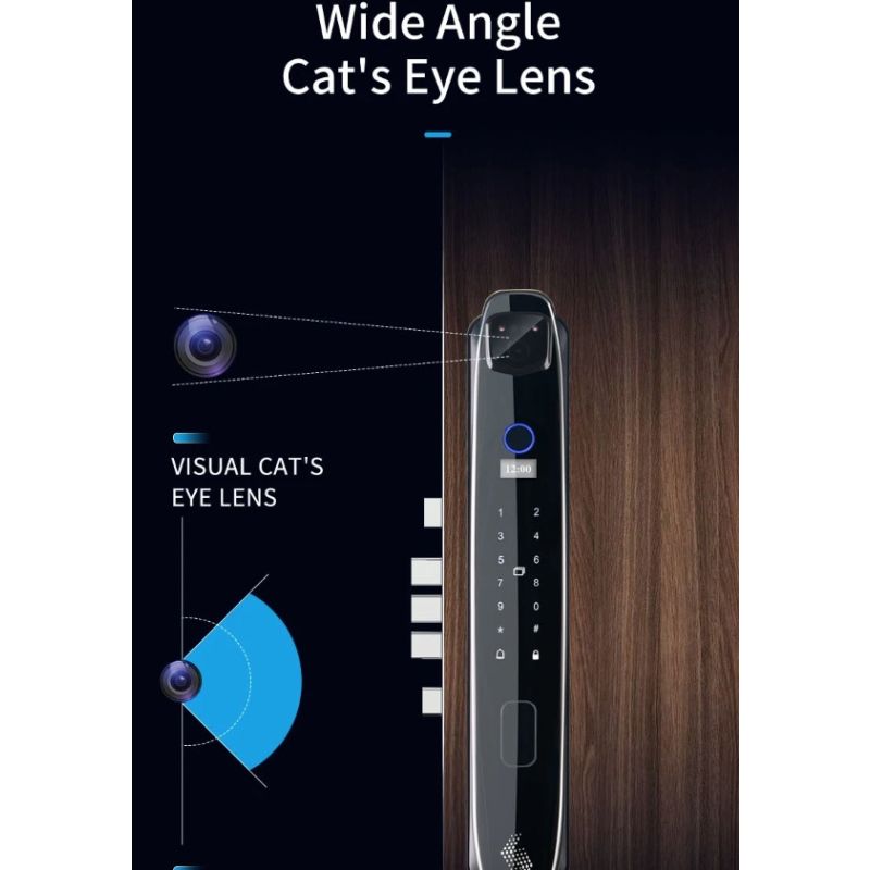 Smart dørlås med 3D ansiktsgjenkjenning sikkerhetskamera og biometrisk passord for moderne bekvemmelighet