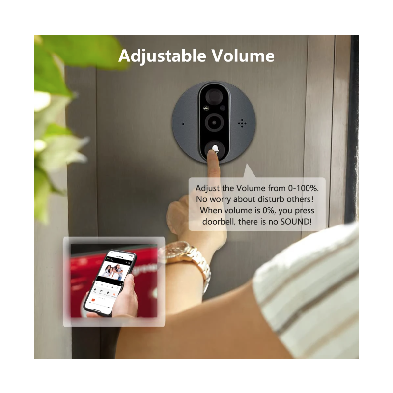 Tuya Smart 1080P WiFi kikkhull videokamera med PIR bevegelsesdetektor nattsyn og justerbar følsomhet