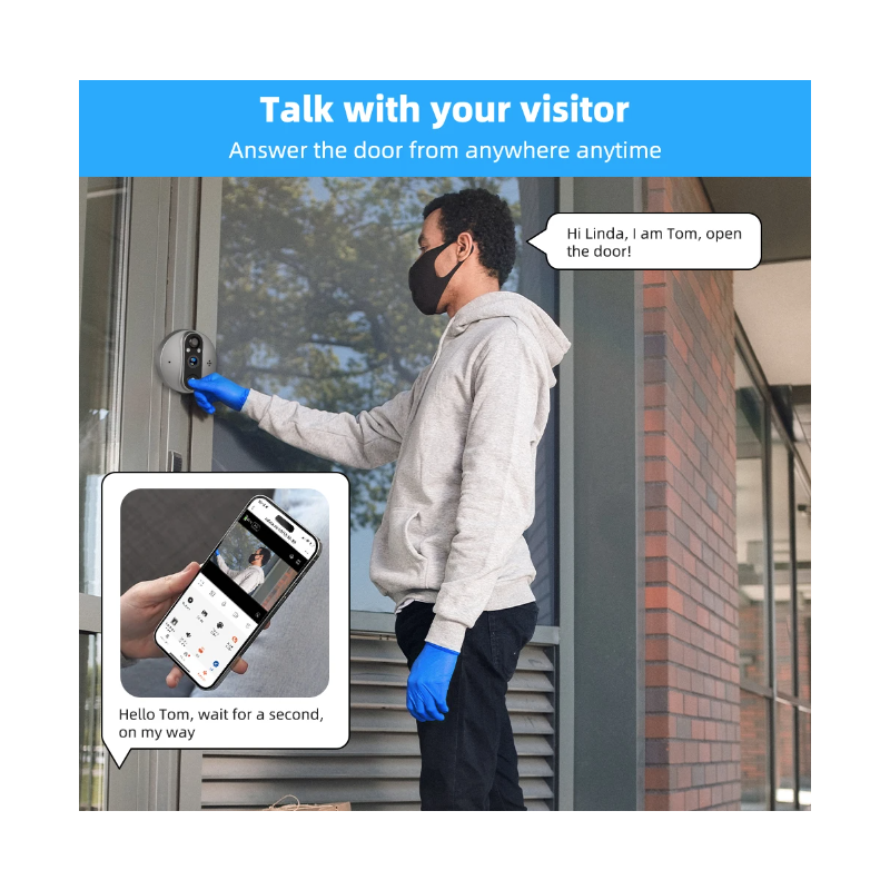 Tuya Smart 1080P WiFi kikkhull videokamera med PIR bevegelsesdetektor nattsyn og justerbar følsomhet