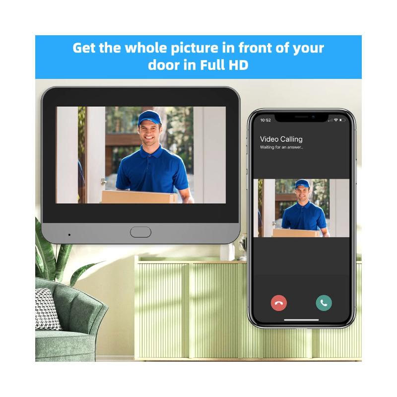 Tuya Smart 1080P WiFi kikkhull videokamera med PIR bevegelsesdetektor nattsyn og justerbar følsomhet