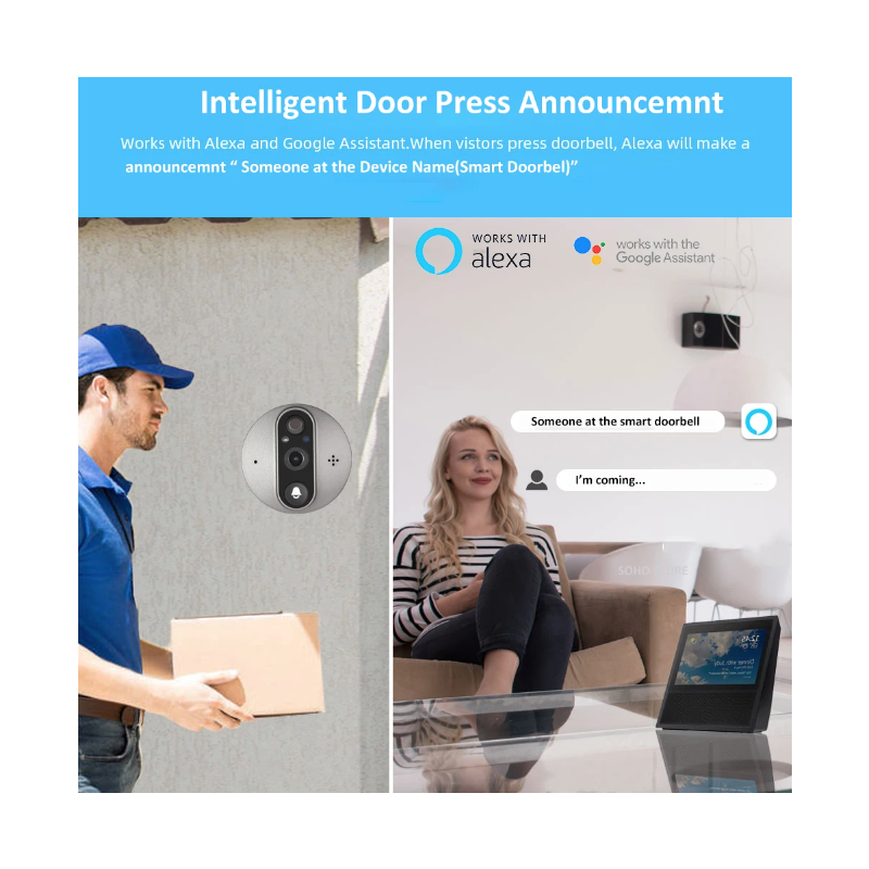Tuya Smart 1080P WiFi kikkhull videokamera med PIR bevegelsesdetektor nattsyn og justerbar følsomhet