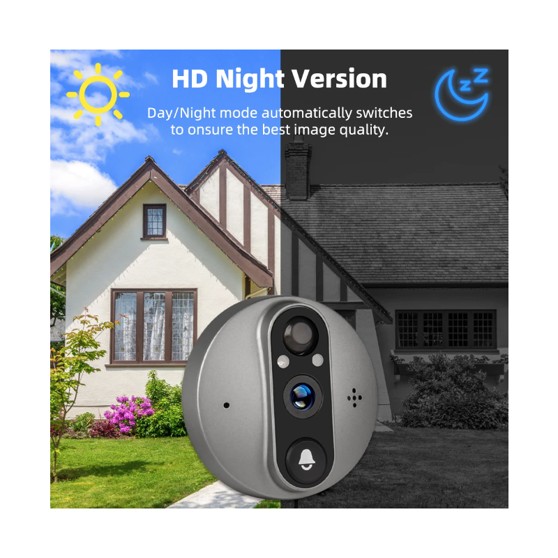 Tuya Smart 1080P WiFi kikkhull videokamera med PIR bevegelsesdetektor nattsyn og justerbar følsomhet