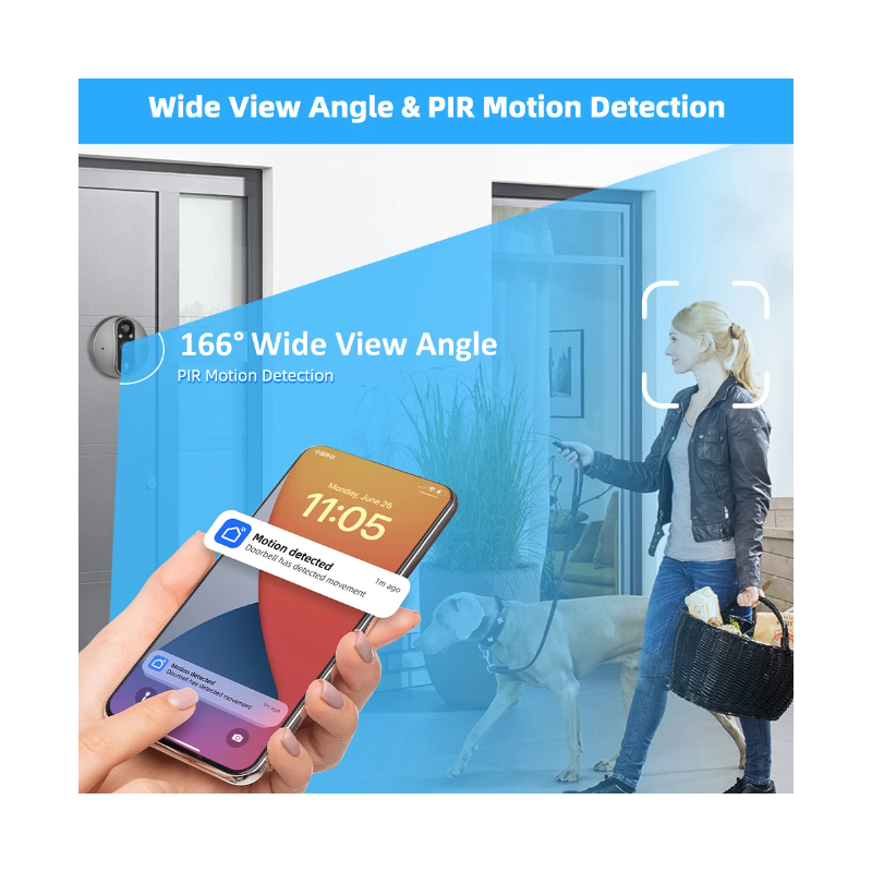 Tuya Smart 1080P WiFi kikkhull videokamera med PIR bevegelsesdetektor nattsyn og justerbar følsomhet