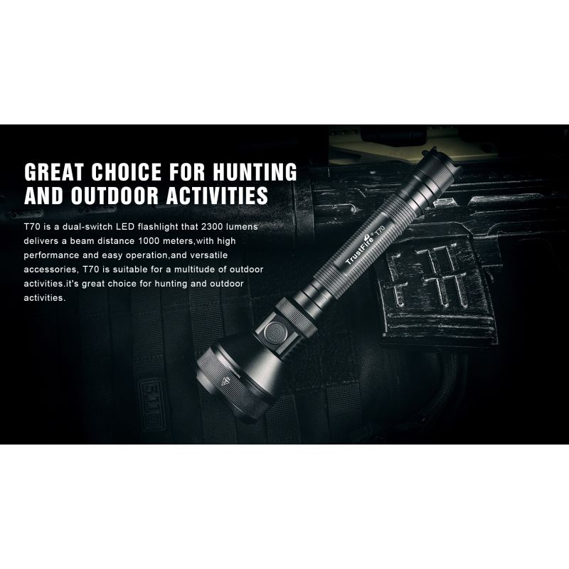 Trustfire T70 Kit XHP35 HI 2300 Lumen Høy Effekt Oppladbar LED Lommelykt Lang Rekkevidde Camping Jakt