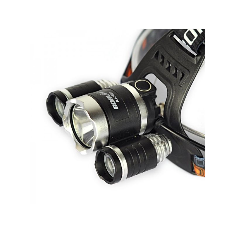 Boruit RJ-3000 LED-hodelykt 1000 lumen vanntett eventyrutstyr T6 hvitt lys XPE R5 grønt lys for camping