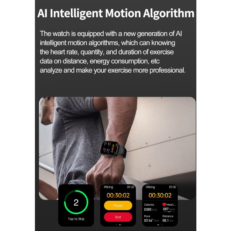 ET570 Smartklokke Blodsukker EKG Hjertefrekvens Blodtrykk. AI Medisinsk Diagnose, Ikke-invasiv, Kvinnehelse