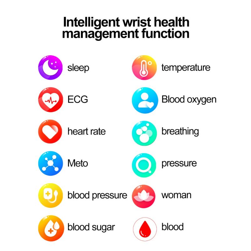ET570 Smartklokke Blodsukker EKG Hjertefrekvens Blodtrykk. AI Medisinsk Diagnose, Ikke-invasiv, Kvinnehelse