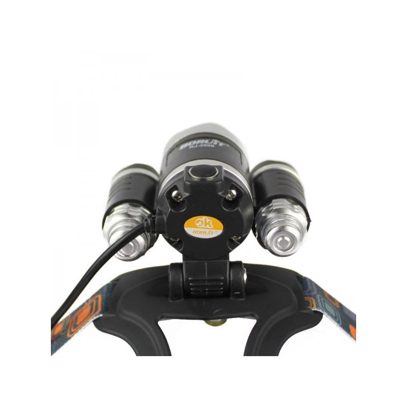 Boruit RJ-3000 LED-hodelykt 1000 lumen vanntett eventyrutstyr T6 hvitt lys XPE R5 grønt lys for camping