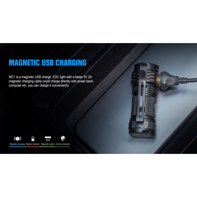 TrustFire MC1 Baton XP-L Hei kompakt 1000 lumens LED lommelykt med magnetisk lading for hverdagsbruk