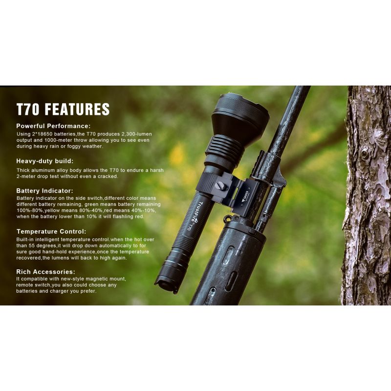 Trustfire T70 Kit XHP35 HI 2300 Lumen Høy Effekt Oppladbar LED Lommelykt Lang Rekkevidde Camping Jakt