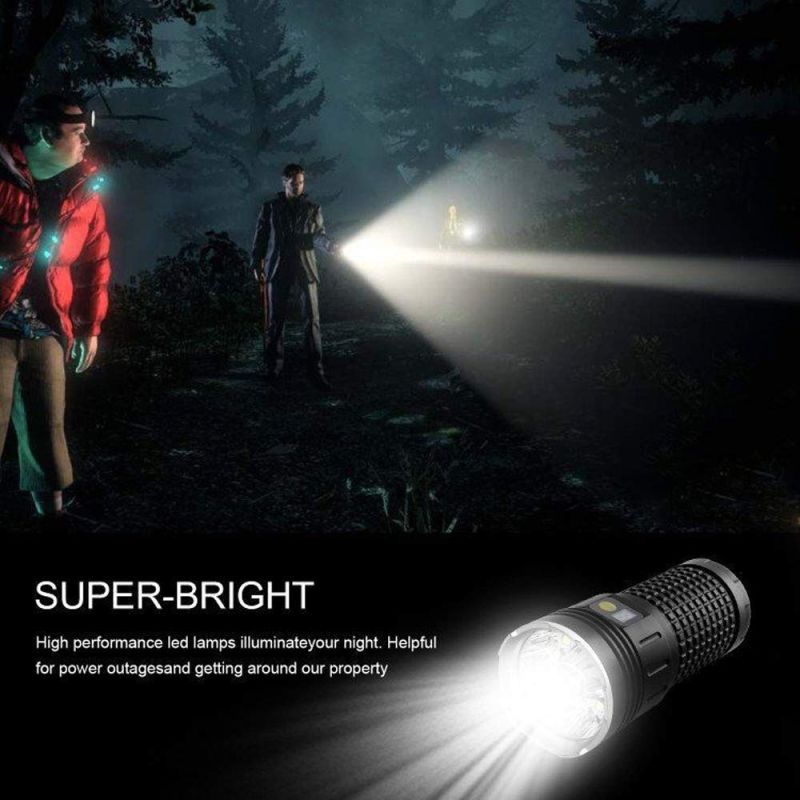 Sky Ray 15000 lumen LED-lommelykt oppladbar USB Type-C for campingutstyr nødlys og robust utendørs bruk