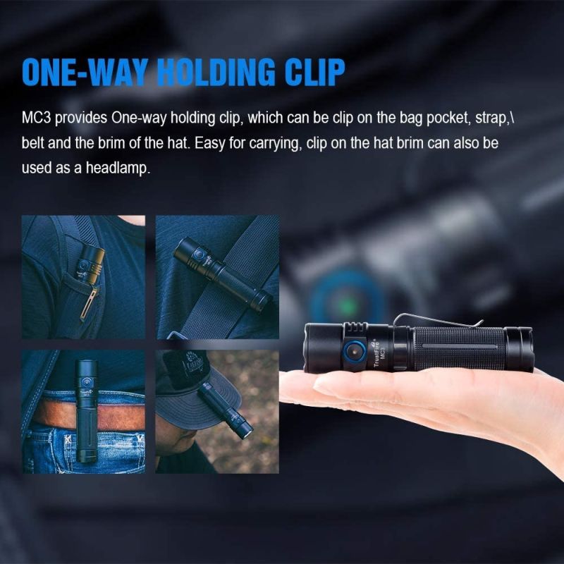 TrustFire MC3 LED lommelykt 2500 lumens USB magnetisk lading IP68 vanntett perfekt for utendørs eventyr