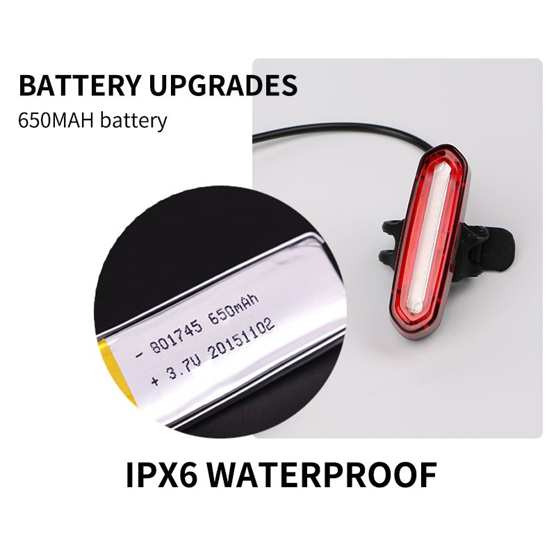 USB oppladbar sykkel baklys med COB lampe teknologi og flere lysmoduser for optimal sykkelsikkerhet