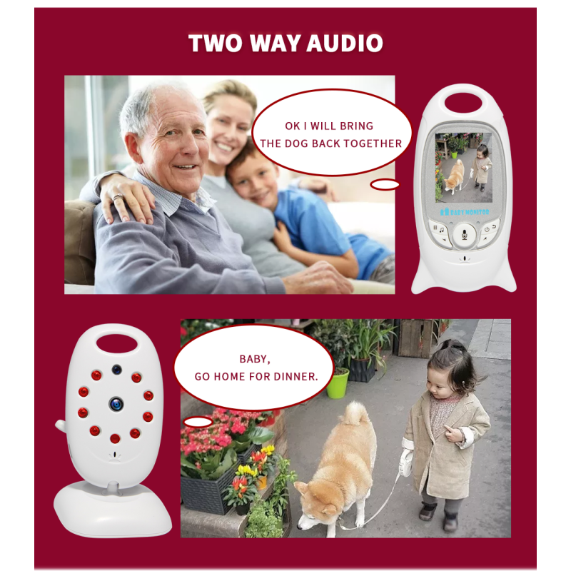 VB601 trådløs video baby monitor med toveis samtale nattsyn IR LED og temperaturovervåking for baby komfort