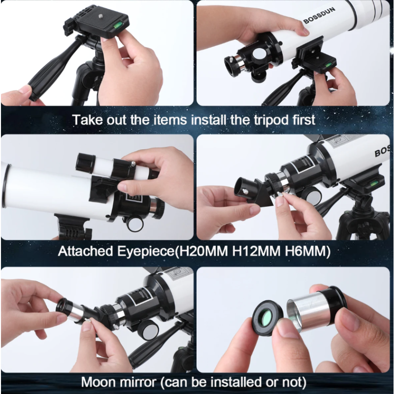Oppdag universet med Bossdun 333X profesjonelt astronomisk teleskop for barn måneobservasjon og stjernetitting