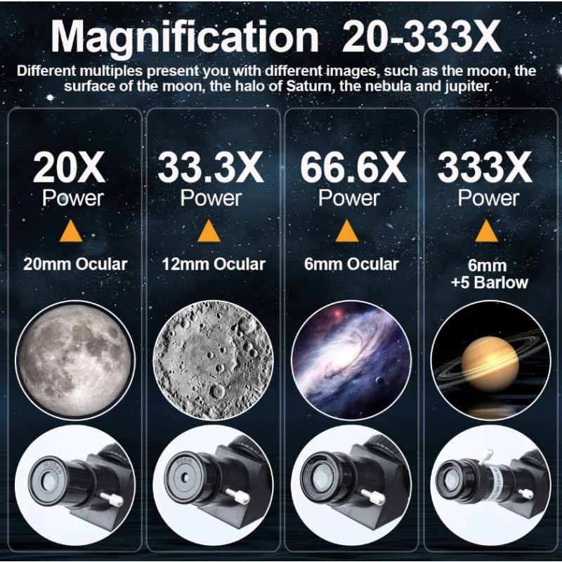 Oppdag universet med Bossdun 333X profesjonelt astronomisk teleskop for barn måneobservasjon og stjernetitting