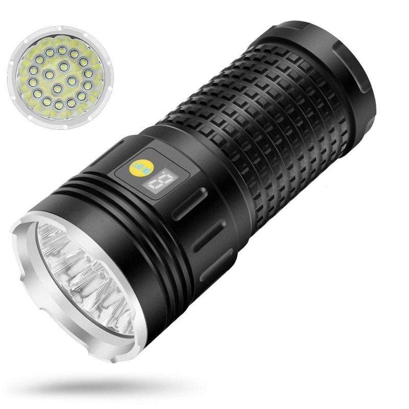 Sky Ray 15000 lumen LED-lommelykt oppladbar USB Type-C for campingutstyr nødlys og robust utendørs bruk