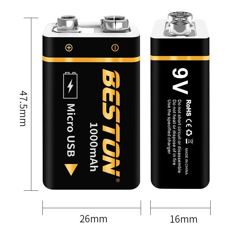 Beston 9V 1000mAh li-ion oppladbart batteri USB lading for RC helikopter mikrofon høy kapasitet og miljøvennlig