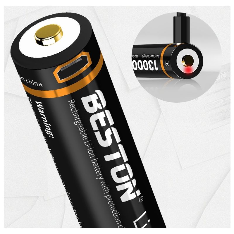BESTON 18650 3.7V batteri 3500mAh Micro USB oppladbart litiumbatteri for langvarig strømløsning