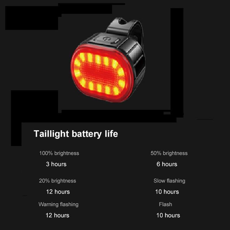 USB oppladbare sykkellys vanntett hvit frontlys og rød baklykt for sykkelsikkerhet og synlighet