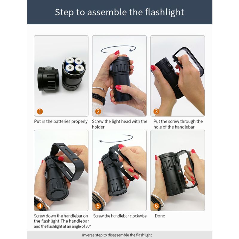 Oppdag UV dykkerlommelykt QH14 QH27 med 20000 lumen for undervannseventyr nattdykk korallrev og marint liv