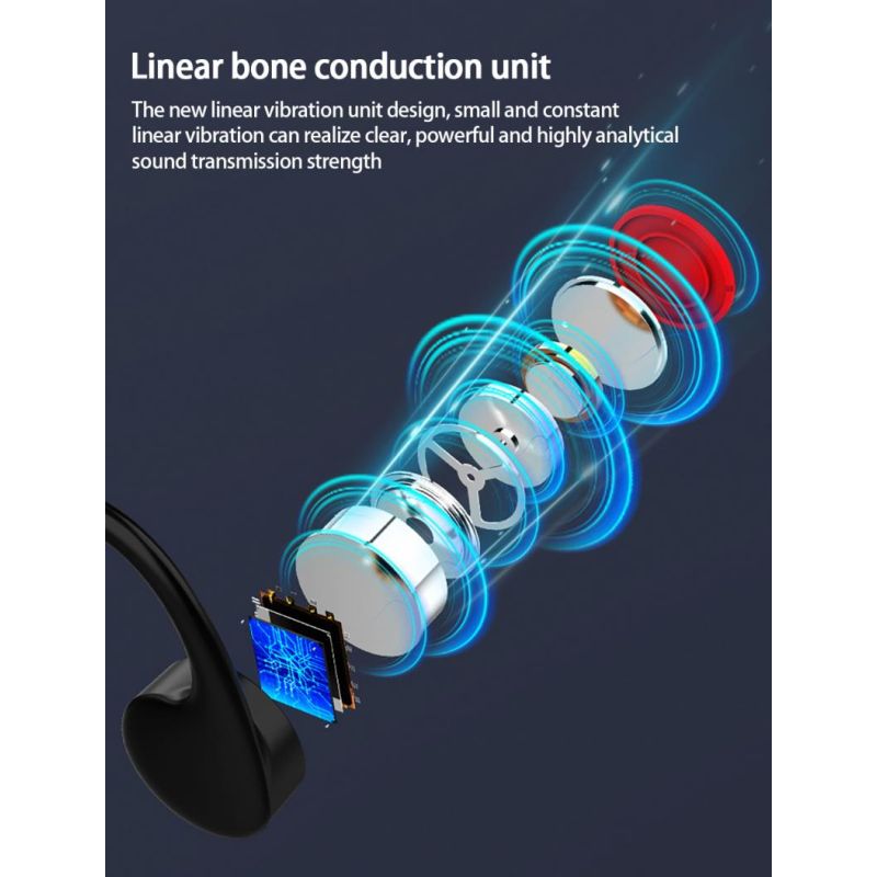 Benkledning Svømmeøretelefoner 16GB IP68 vanntett Bluetooth ekte trådløs svømmetilbehør musikk lagring