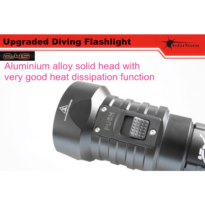 Solarstorm DX4S 4xU2 LED dykkerlommelykt Høy lumen høyytelses IPX8 vanntett dykkeutstyr korallrevdykking
