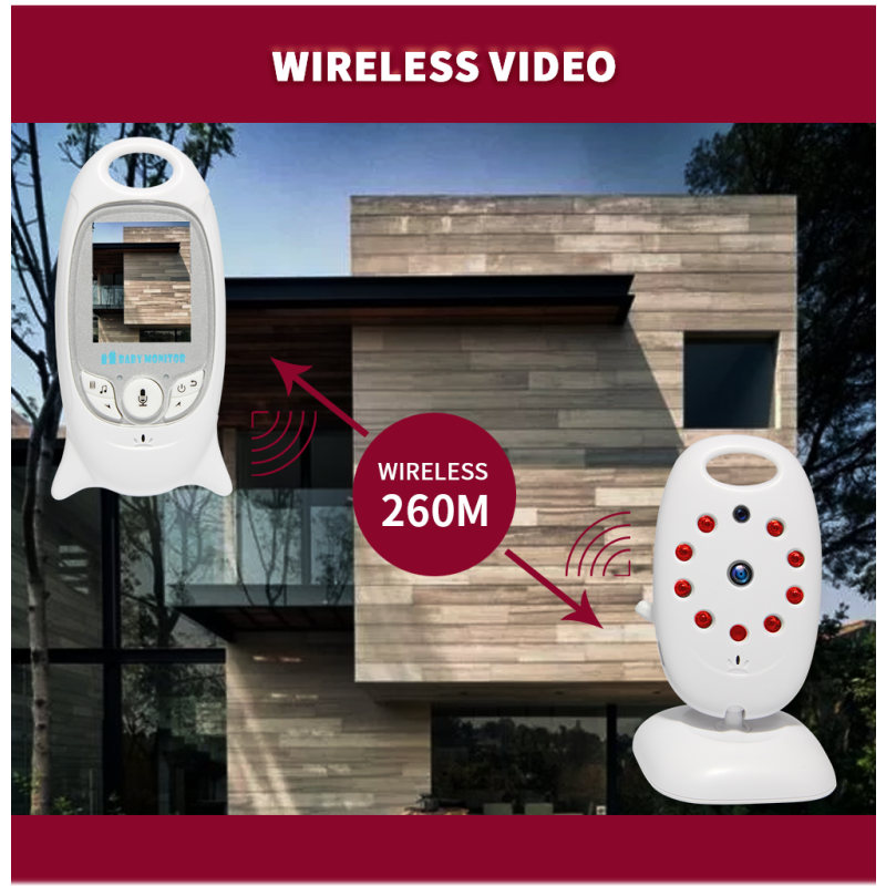 VB601 trådløs video baby monitor med toveis samtale nattsyn IR LED og temperaturovervåking for baby komfort