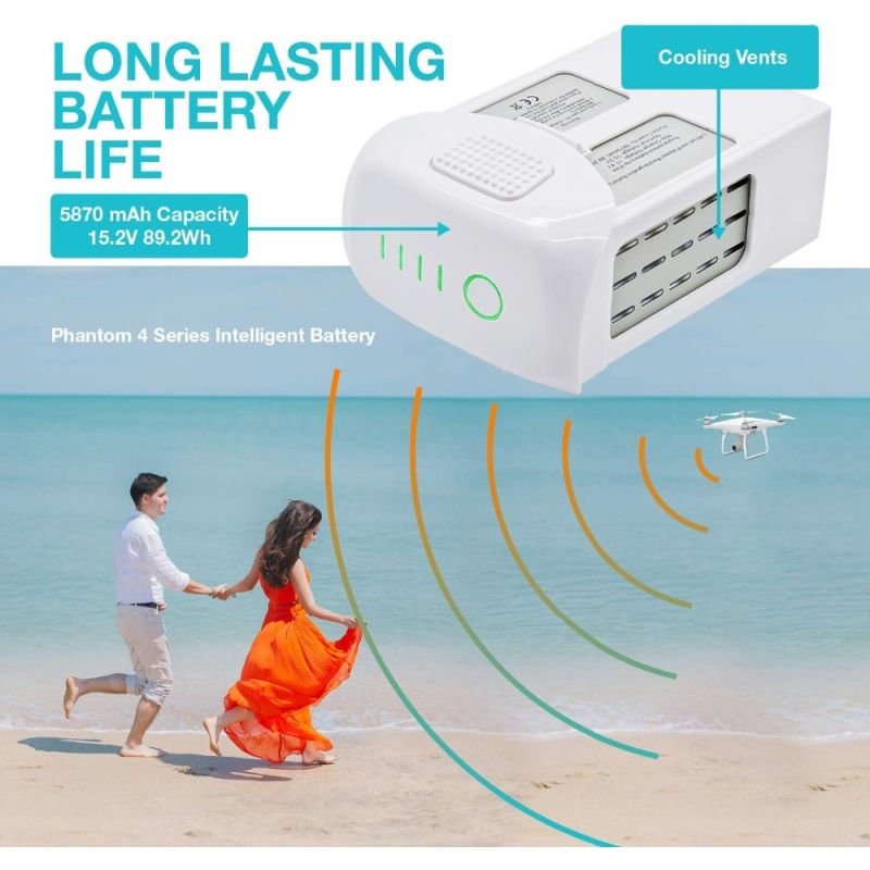 Oppgrader din DJI Phantom 4 med pålitelig 15.2V 5870mAh FPV quadcopter batteri for lang flyvarighet og optimalisert strømforsyning