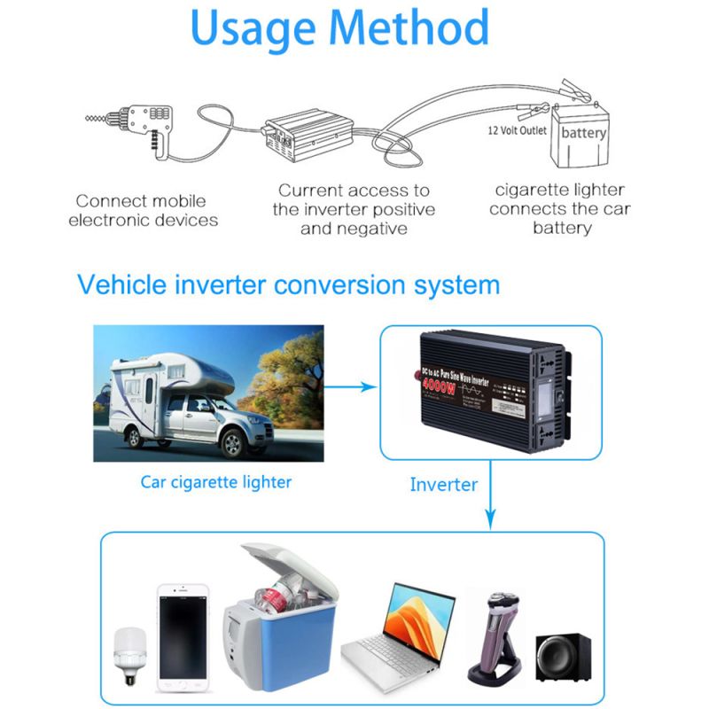 Ren Sinuskurve Inverter 3000W-8000W for Off-Grid Bobil Effektiv Ren Utgang DC 12V/24V AC 110V/220V