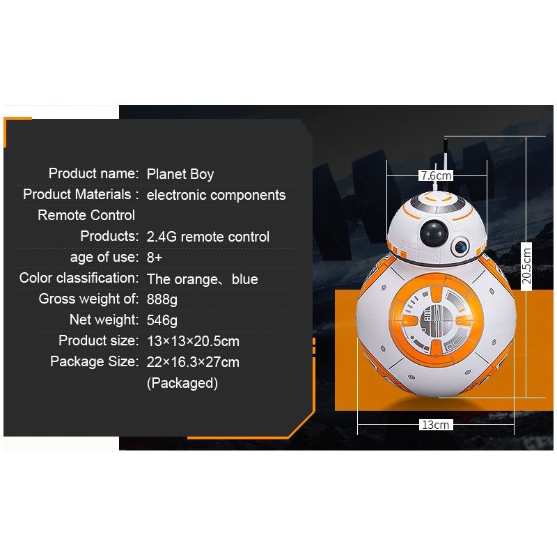 Oppgrader BB-8 fjernkontroll robot med 2.4G teknologi 360° rotasjon magnetisk fjæring Star Wars leketøy gave