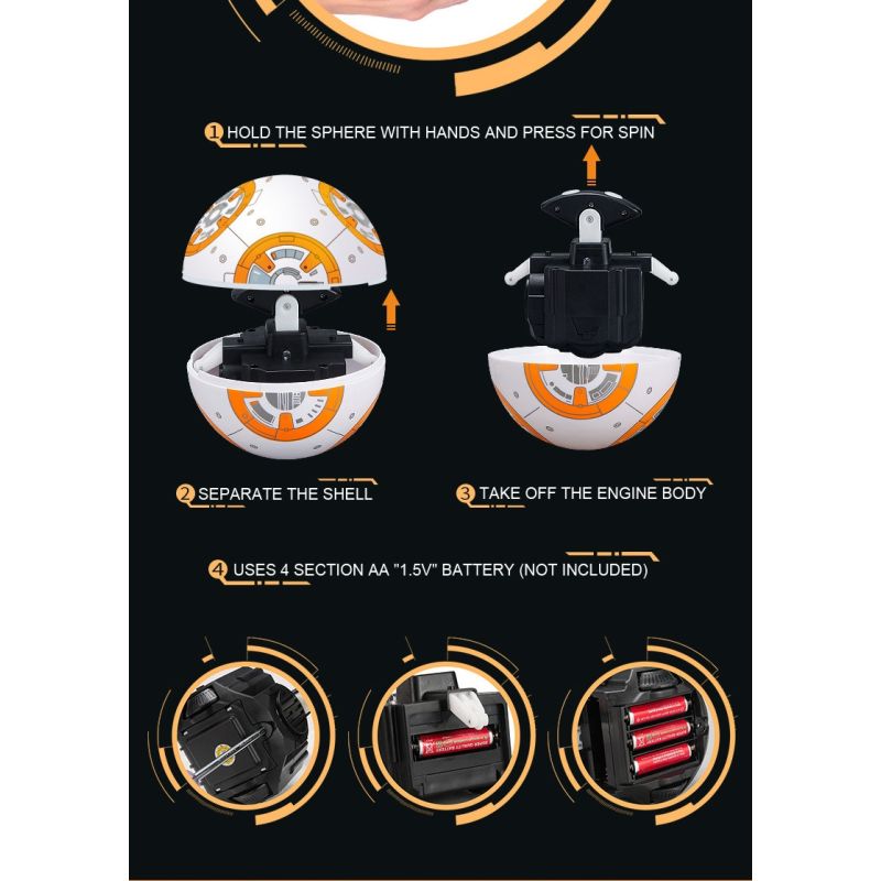 Oppgrader BB-8 fjernkontroll robot med 2.4G teknologi 360° rotasjon magnetisk fjæring Star Wars leketøy gave