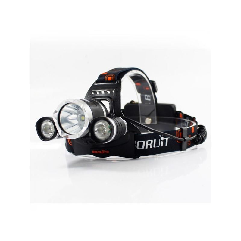Boruit RJ-3000 LED-hodelykt 1000 lumen vanntett eventyrutstyr T6 hvitt lys XPE R5 grønt lys for camping