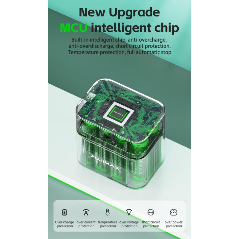 8-spors lader med smart flip top-rom Type-C-port AA litiumbatteri for effektiv ladeløsning høy kapasitet