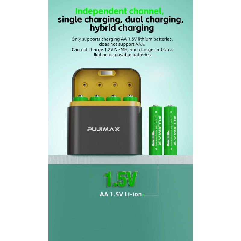 8-spors lader med smart flip top-rom Type-C-port AA litiumbatteri for effektiv ladeløsning høy kapasitet